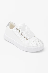 Tenis con volantes blancos y pedrería para niñas - Calzado perfecto para el uso diario - Imagen 1 de 5