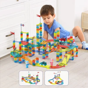 Kids Magnetic Tiles Blocks Railcar Building Marble Run Educational Toys STEM - Picture 1 of 47