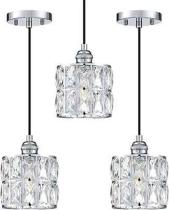 Dolaimi House 3 Pack 1 Light K9 Polygon Crystal 6 Inch Kitchen Island Pe - Picture 1 of 4