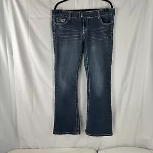 Jeans da donna blu ametista taglia 13 taglio con punto spesso ricamato - Foto 1 di 5