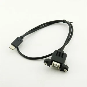 USB 3.1 Type C Male to USB 2.0 B Type Female Data Cable With Screw Panel Mount - Picture 1 of 5