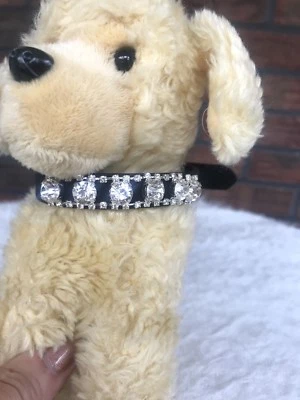 Nuevo collar de perro con pedrería transparente negro brillante para tu cerdo gato pato diva pequeño Foto 1 de 4