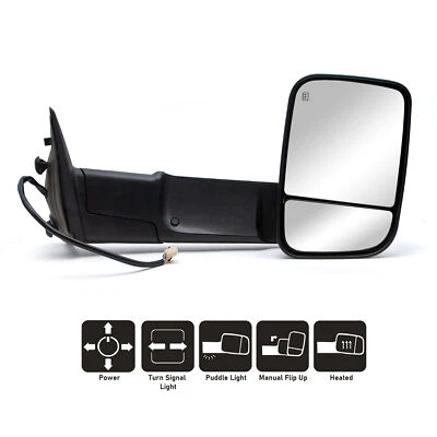 Espejo retrovisor de remolque para Dodge Ram 1500 2500 3500 2009-2016 potencia señal térmica lado derecho Foto 1 de 4
