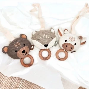 Personalised Music Box With Name | Teddy Giraffe Fox Baby Gift With Music - Picture 1 of 6