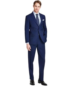 Nautica Mens Modern fit 2 Piece Suit 42 R / 36 Waist Navy Blue Birdseye Stretch - Picture 1 of 5