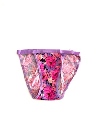 Victoria's Secret Strech Cotton String Bikini Panty Lavender Floral - Image 1 of 2