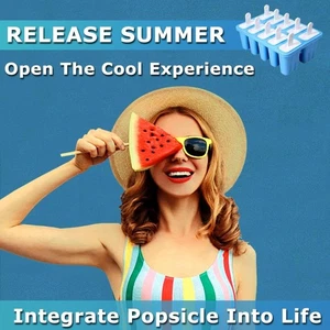 Silicone Popsicle Molds 10-cavity DIY Ice Pop Mold for Kids Adult Teens Use } - Picture 1 of 19