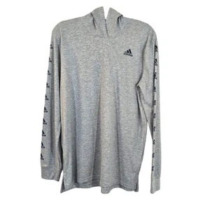 Adidas Gray Long Sleeve Hooded Tee Shirt NWT Boys Size XL 18 20 Hoodie Logo New - Picture 1 of 8