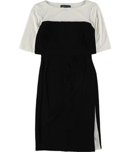 American Rag Womens Colorblocked Sheath Dress, blkcolcrm, 10 - Picture 1 of 1
