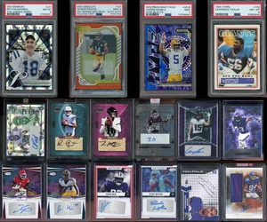 🔥90 Card Football Lot - 4 Slabs, 11 Autos, Numbered & Rookie NFL/College 🔥 - Picture 1 of 4
