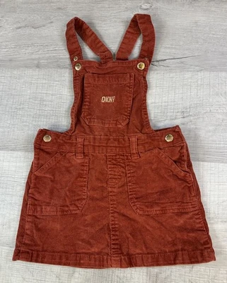 DKNY Corduroy Overalls Skirt Orange Kids Toddler Girls Size 4T - Image 1 of 4