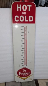 Vintage Antique 1950s Dr. Pepper Soda Thermometer Sign RARE 27” Hot or Cold - Picture 1 of 7