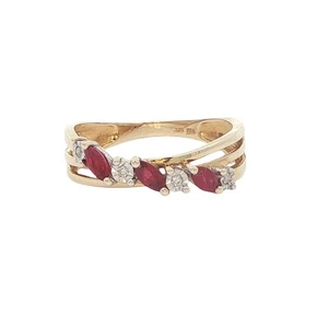 Bandring 9 kt Gold Rubin und Diamant - Bild 1 von 4