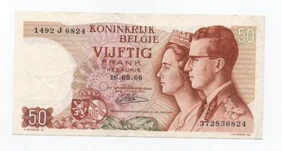 BELGIUM 50 FRANCS 1966 PICK 139 LOOK SCANS - Image 1 of 2