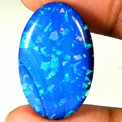 Australian Doublet Opal Treated Oval Shape Cab Loose Gemstone 26.90Cts 17x27x5mm - Image 1 of 3