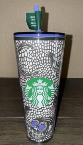 STARBUCKS 2020 HALLOWEEN Glow In The Dark Skulls Cold Cup Tumbler Venti 24oz NEW - Picture 1 of 5
