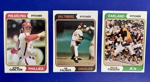 1974 TOPPS HOF PITCHERS TRIO Carlton 95. Palmer #40. Fingers #212. - Picture 1 of 2