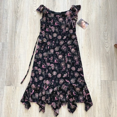 Biscotti Collezioni Long Dress Sleeveless Flutter Floral Black Pink Girls Sz 16 - Image 1 of 4