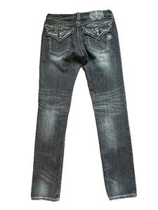 Miss Me Black Embellished Distressed Skinny Jeans Sz 30 JP533056 - Picture 1 of 9