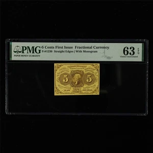 5 Cents First Issue Fractional Currency Fr#1230 PMG 63 EPQ Choice UNC - Picture 1 of 5