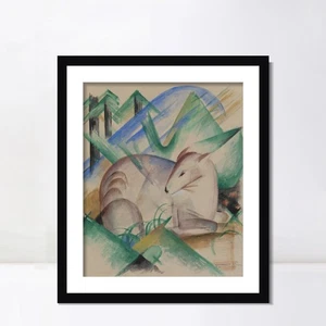 Framed Canvas Art Giclee Print Red Deer by Franz Marc Home Office Decorations - Picture 1 of 23