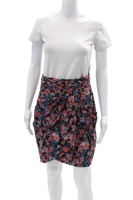 IRO Womens Silk Floral Ikat Print Mini Skirt Black Multi Colored Size EUR 38 - Image 1 of 4