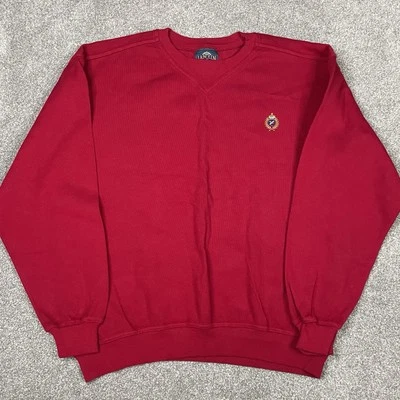 Sudadera Pullover Jantzen Vintage Años 90 Hombres L Cuello Redondo Roja Hecha en EE. UU. Y2K Exterior Foto 1 de 4