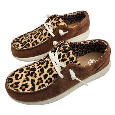 Zapatos Mocasines Ariat Estampado Leopardo Sin Cordones Mujer US 8B Marrón Gamuza Cómodos Foto 1 de 4