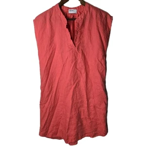 Allen Allen Pink Linen Sheath Dress Beach Artsy Boho Pockets Med - Picture 1 of 7