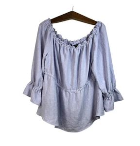 Lane Bryant Milkmaid Off/On Shoulder Purple Woven Polka Dots Blouse Size 18/20 - Picture 1 of 11