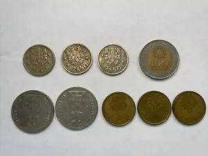 Portugal Portuguese 9 Coin Lot - 905 Escudos 1977-1990 Vintage - Picture 1 of 7