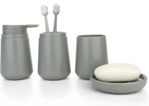 Set di design per accessori da bagno 4 pezzi (grigio) - Foto 1 di 6