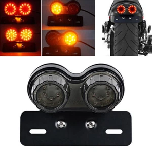 LED Motorrad Rücklicht Blinker Bremslicht Heckleuchte Nummernschild Lampe Smoke - Picture 1 of 9