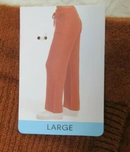 DKNY WOMENS CASHMERE BLEND JOGGER PANTS LARGE TOFFEE NEW NWT MSRP $129 - Picture 1 of 4