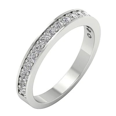 Anillo apilable de aniversario de oro blanco de 14 quilates con diamantes redondos cultivados en laboratorio VVS F 0,60 quilates Foto 1 de 4