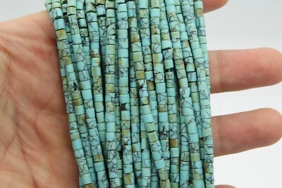 Cuentas afganas de 4 mm tubo turquesa piedras preciosas semillas cuentas Heishi corte a mano # B17 Foto 1 de 4