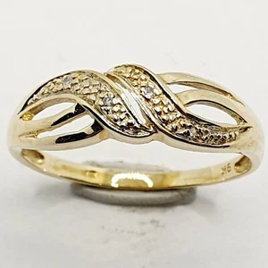 Cute 9ct Diamond Double Twist Celtic Band Yellow Gold 375 Ring Size S 1/2 - Picture 1 of 22