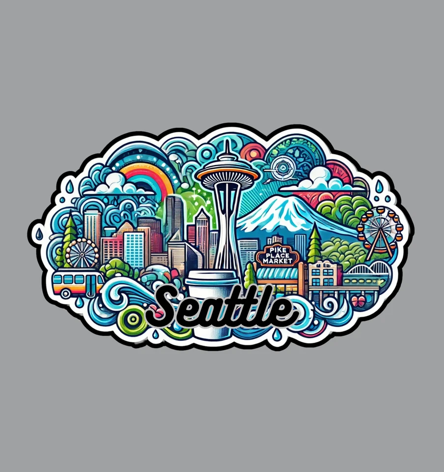 TEXAS HART DESIGNS Seattle Washington Fridge Magnet