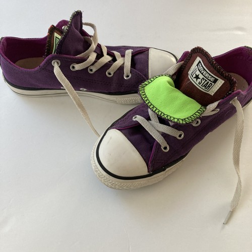 Sneakers basse CONVERSE ALL STAR viola e verde doppia lingua taglia US3 junior