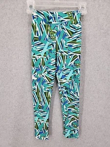 NEW LuLaRoe Kids Leggings Green/Blue Geometric Pattern S/M - Picture 1 of 6