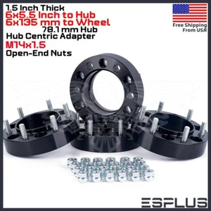 4x 1.5" HUB CENTRIC WHEEL ADAPTER 6X5.5" to 6x135 CB 78.1mm 14x1.5 FIT Silverado - Picture 1 of 9