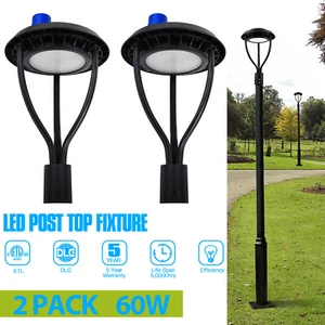 Dusk To Dawn Parking Lot Street Area Pole Light 60W LED Post Top Lights 2 Pack - Picture 1 of 12