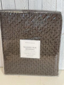 Restoration Hardware 100% Washed Silk European Euro Pillow Shams NWT Chocolate - Picture 1 of 3