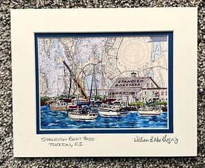 Standish boatyard art print Tiverton RI Sakonnet River marine repair boat yard - Picture 1 of 3