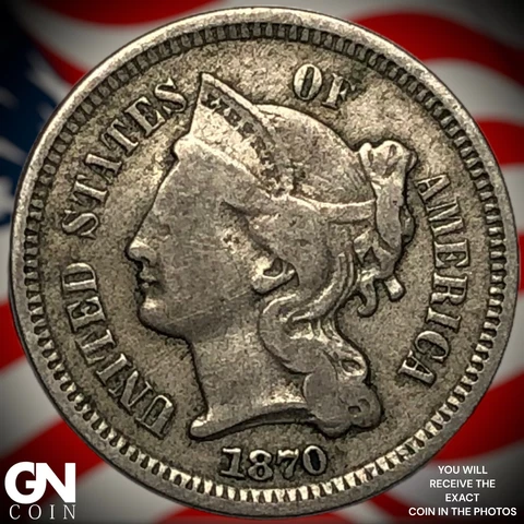 1870 3 Cent Nickel Piece  Q6128 Cover