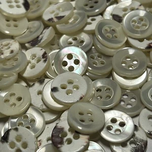 Last Lot 155 White Japanese Trocas Shell Button Wht/Brn Speck Back 11mm 4hole - Picture 1 of 3