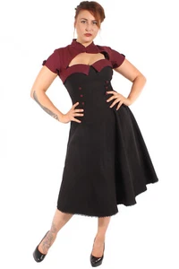 Retro Uniform rockabilly Petticoatkleid Bolero Swing Kleid burgund - Bild 1 von 9