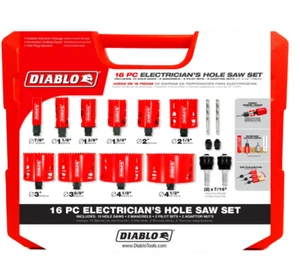 Diablo DHS16SEL 16 Piece Electrician's Bi‑Metal Hole Saw Set - Picture 1 of 5