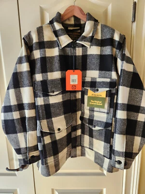 FILSON Mackinaw Wool Cruiser Jacket MiUSA - Natural Black Plaid - Size XL - NEW - Image 1 of 4