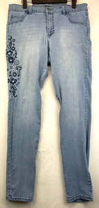 D Jeans - Womens Size 14 - Blue - Floral Embroidered - Mid Rise Stretch (3204) - Picture 1 of 19